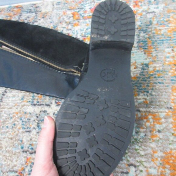 Michael Kors Leather Knee High Riding Tall Boots Women 7.5 Black Low Heels 1034 - Picture 12 of 15